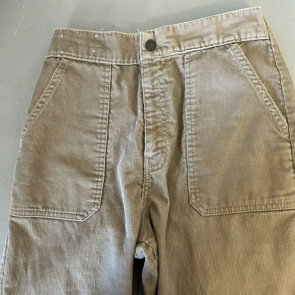 Western Riders Women's 1970's Tan Corduroy Jean's 26x29 Elastic Waist Band